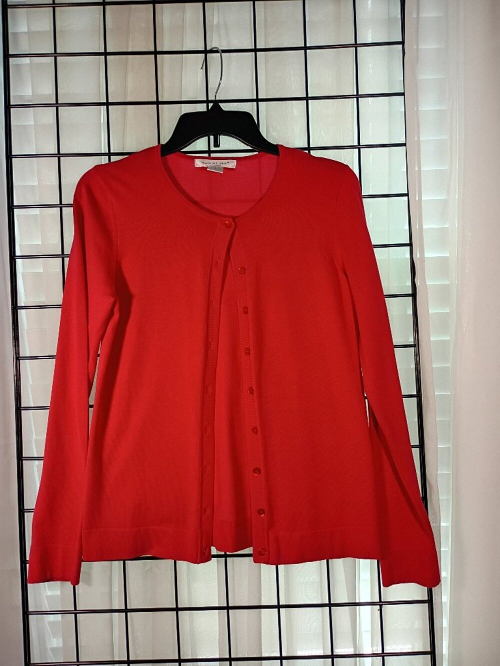 August Silk Cardigan Coral-Red Size S